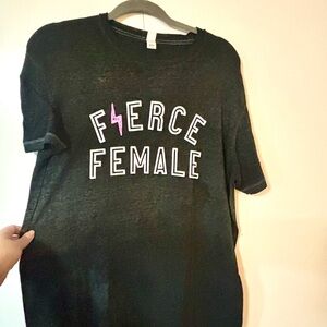 Colortone Black Burnout "Fierce Female" Graphic T-Shirt Size Large